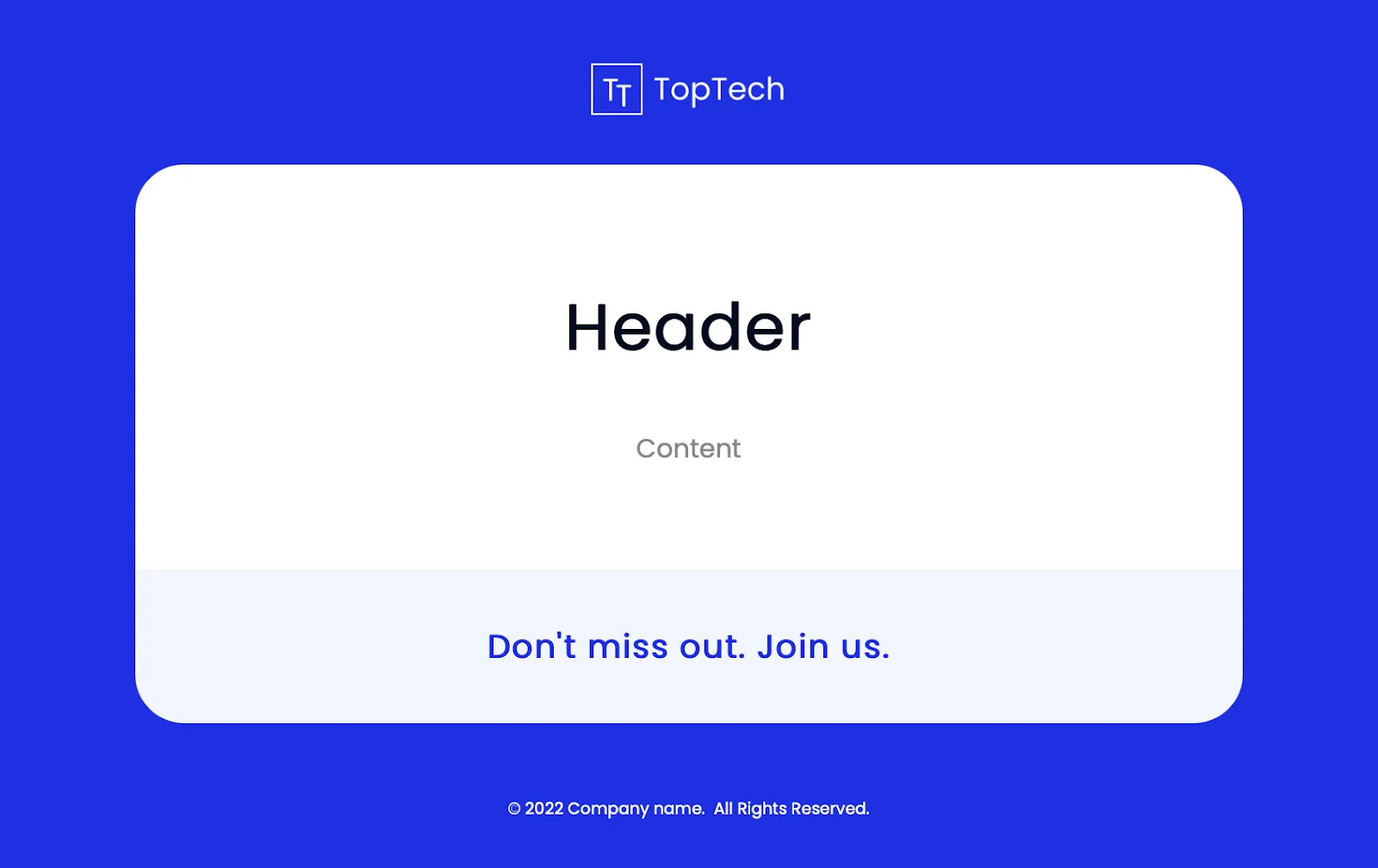 A designed boilerplate email with clear placeholders for header text and content